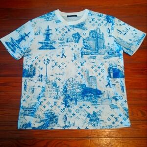 Louis Vuitton Blue and White Short Sleeve Tee